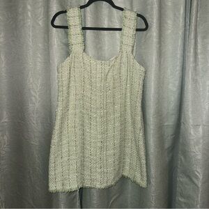 House of Harlow 1960 lime green tweed A-line mini dress.